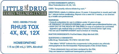 1oz Bottle Label (Little Drug Rhus Tox 4x, 8x, 12x   1oz Bottle Label)